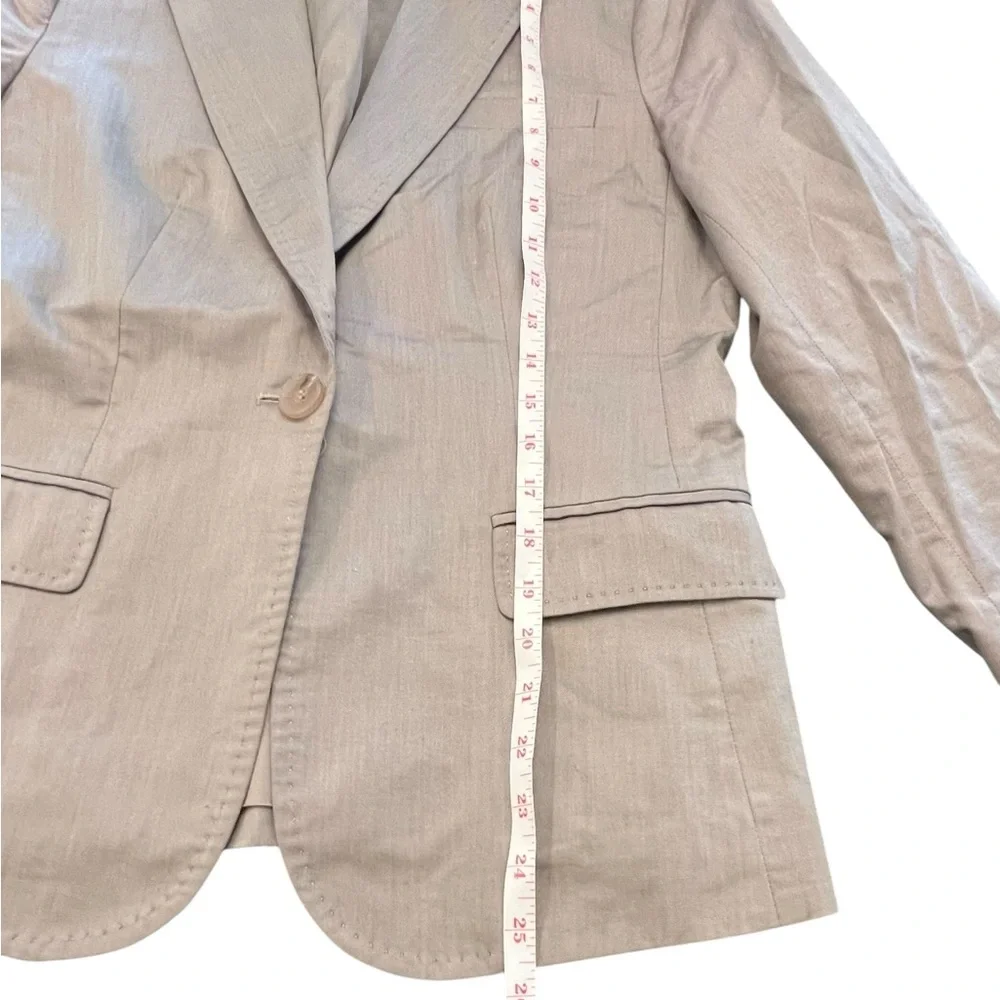 J Crew Schoolboy Tan Blazer‎ Womens Cotton 1-Button 8 Pink Lining Fitted Preppy